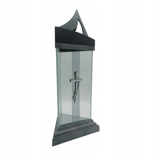 Moderný sklenený lampáš Trójuholník – 36 × 17 cm